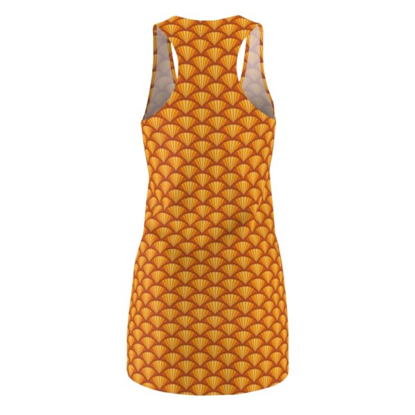 Orange Bike Wheel Pattern, Women's Cut & Sew Racerback Dress - Image 3