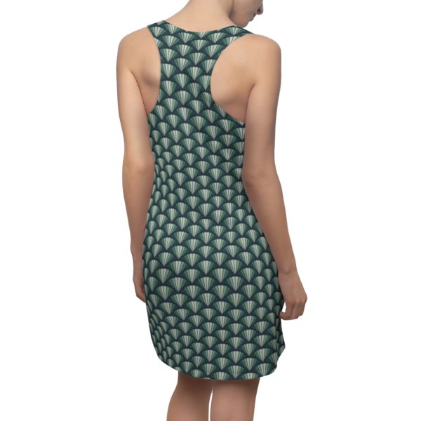 Green-Grey Bike Wheel Pattern, Women's Cut & Sew Racerback Dress - Image 7