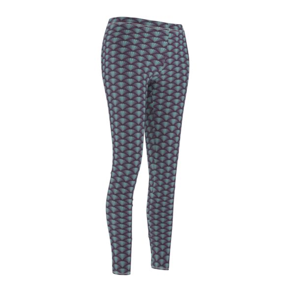 Dusk Blue Bike Wheel Pattern, Women's Cut & Sew Casual Leggings - Image 4