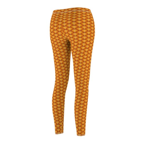 Orange Bike Wheel Pattern, Women's Cut & Sew Casual Leggings - Image 5