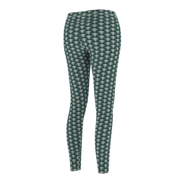Green - Gray Bike Wheel Pattern, Women's Cut & Sew Casual Leggings - Image 5