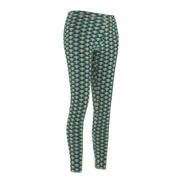 Blue - Green Bike Wheel Pattern, Women's Cut & Sew Casual Leggings - Image 4