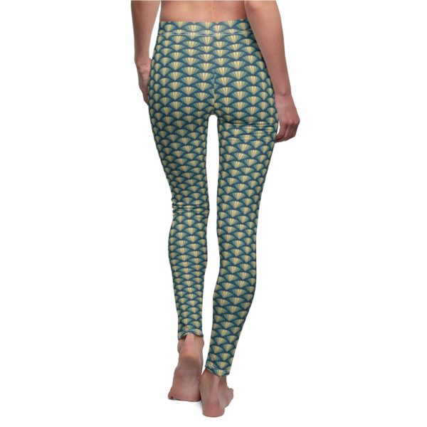 Blue - Green Bike Wheel Pattern, Women's Cut & Sew Casual Leggings - Image 7