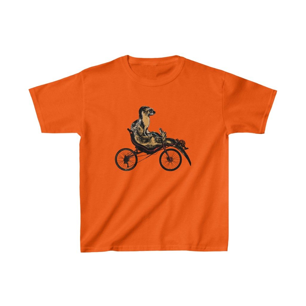 Otter on a Recumbent, Kids Heavy Cotton Tee