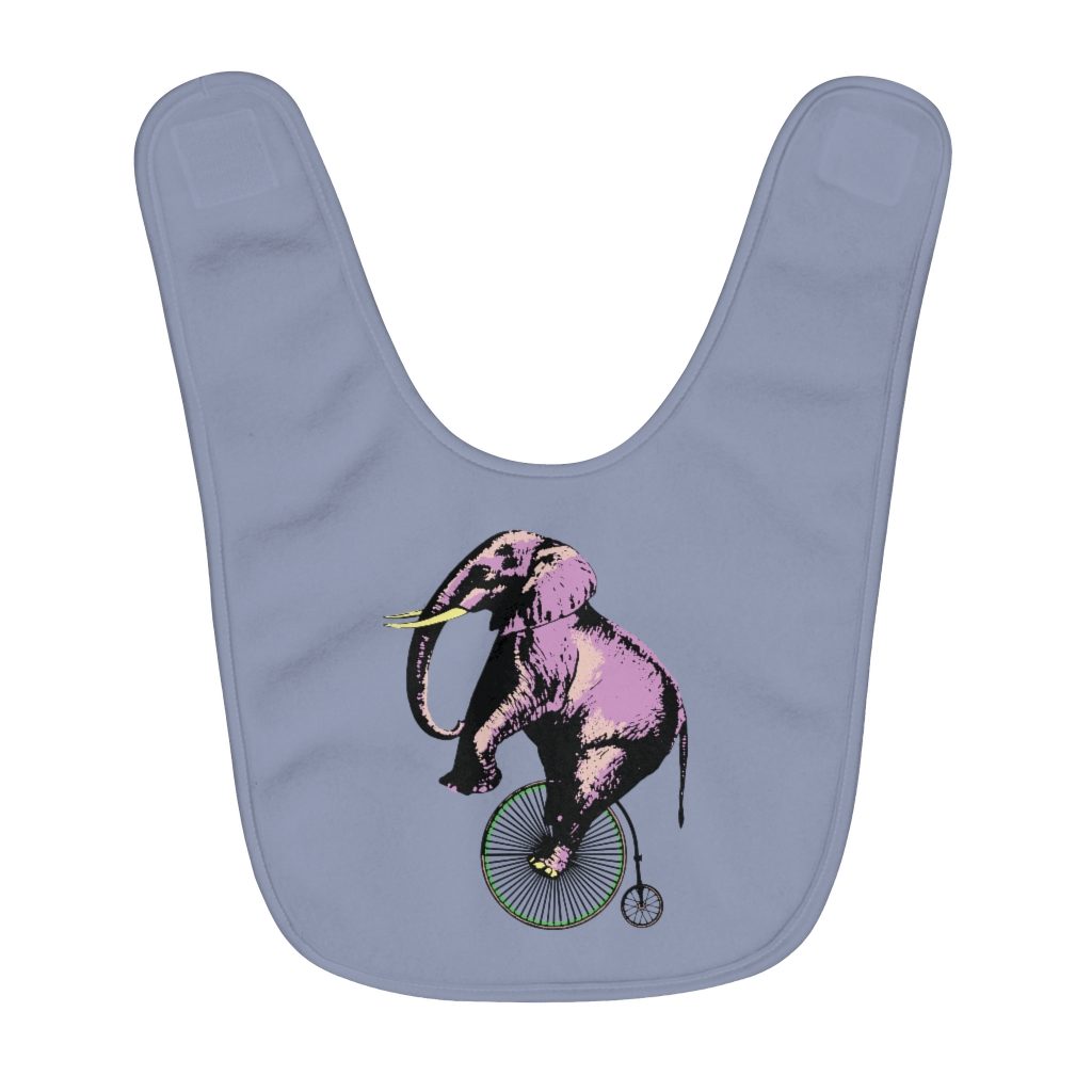 Elephant on Penny - Fleece Baby Bib