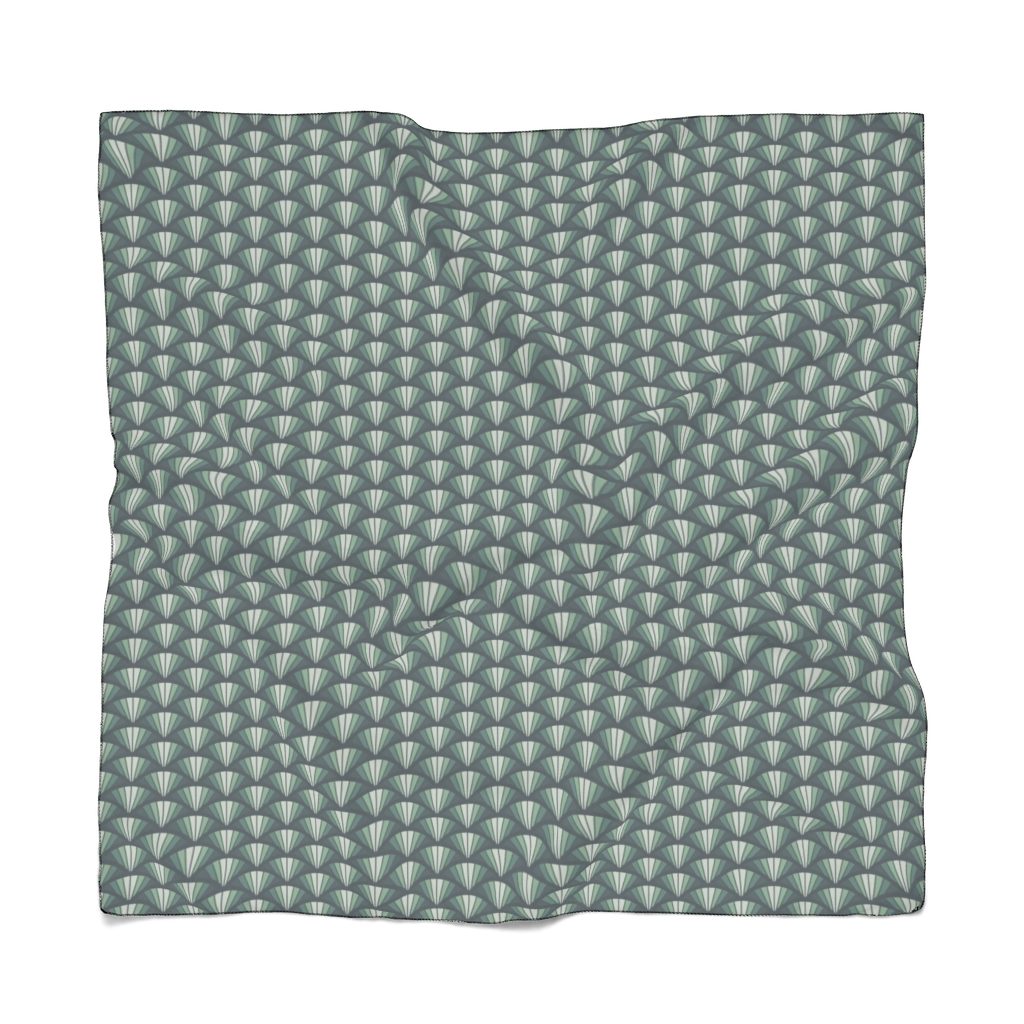 Green - Gray Bike Wheel Pattern, Poly Scarf