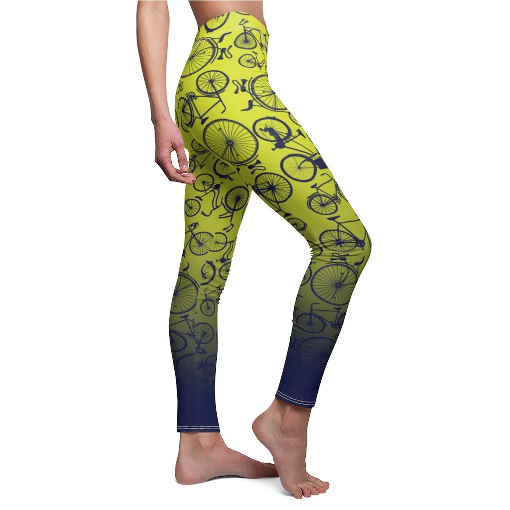 Yellow - Blue, Women's Cut & Sew Casual Leggings