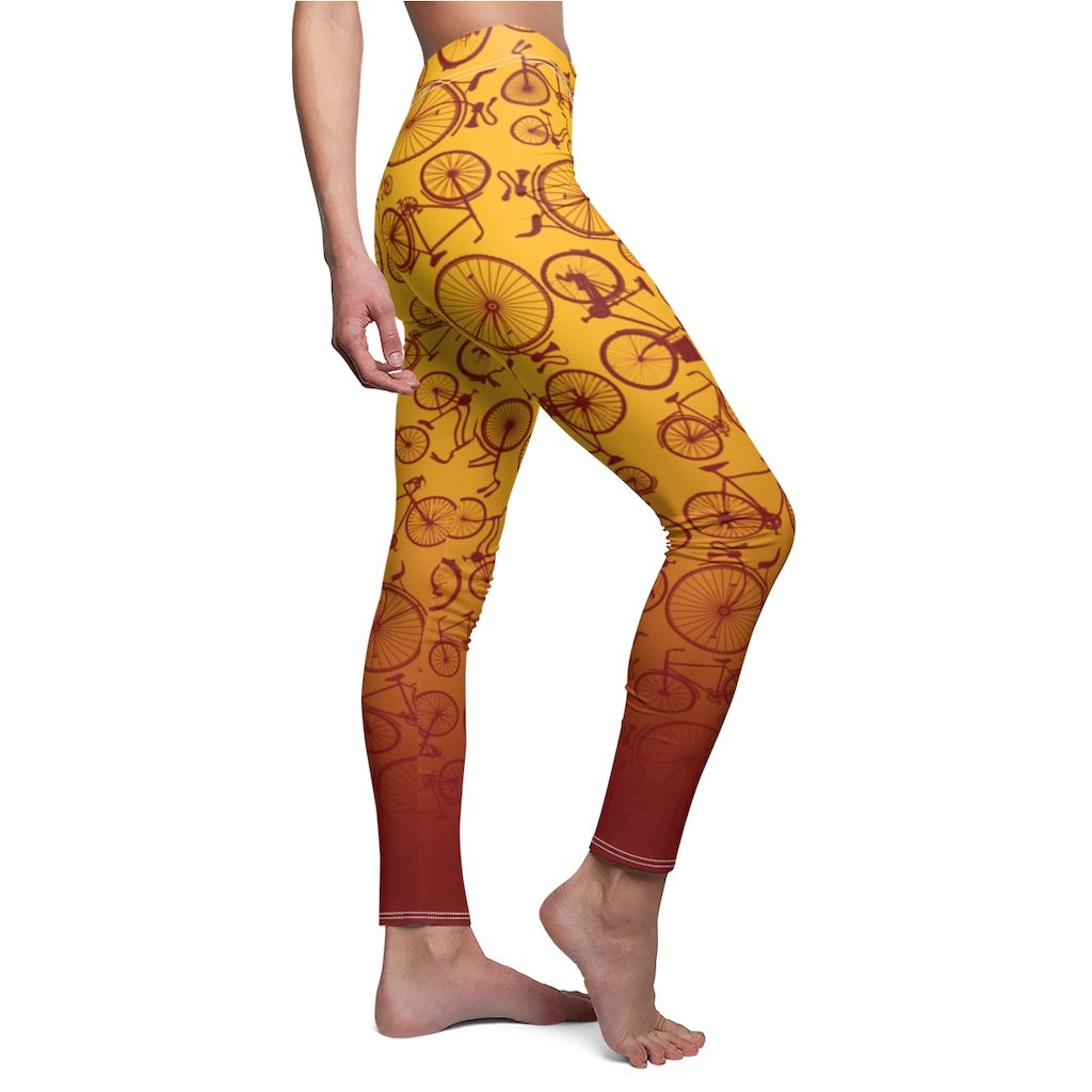 Yellow - Terra Cotta, Women's Cut & Sew Casual Leggings