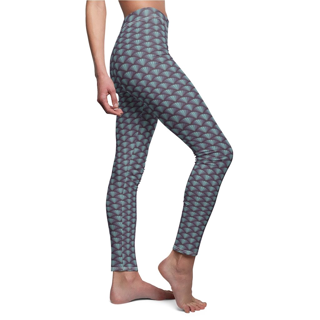 Dusk Blue Bike Wheel Pattern, Women's Cut & Sew Casual Leggings
