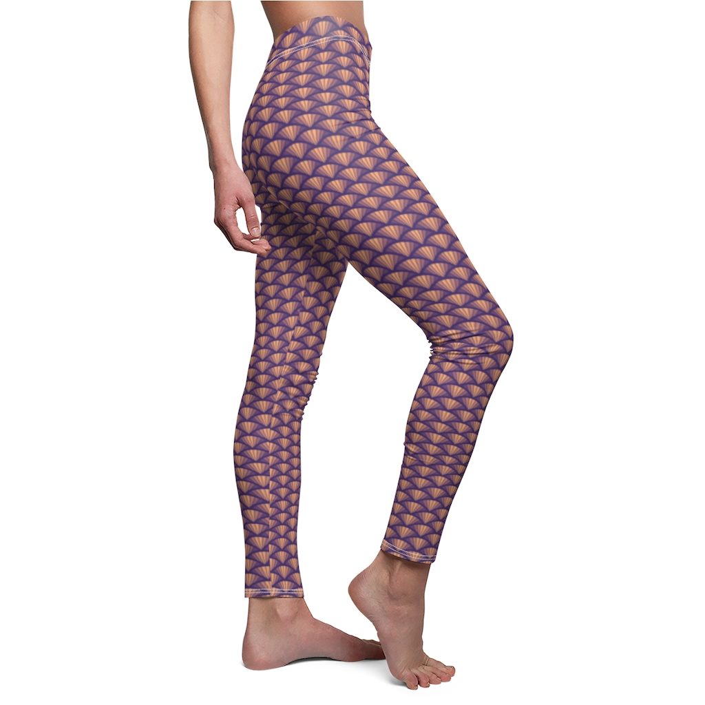 Purple Bike Wheel Pattern, Women's Cut & Sew Casual Leggings
