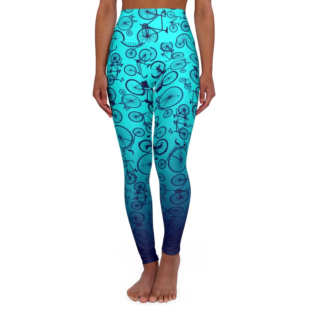 Cyan - Blue, High Waisted Yoga Leggings