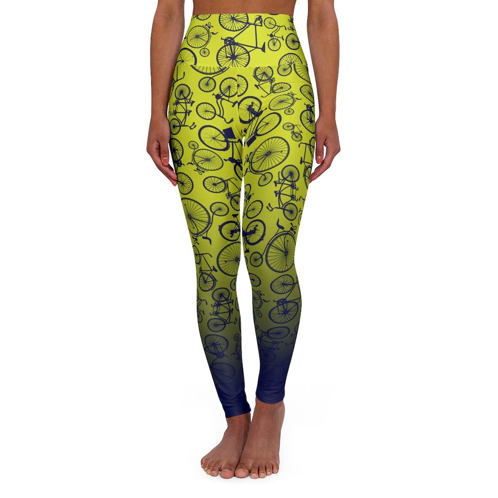 Yellow-Blue, High Waisted Yoga Leggings